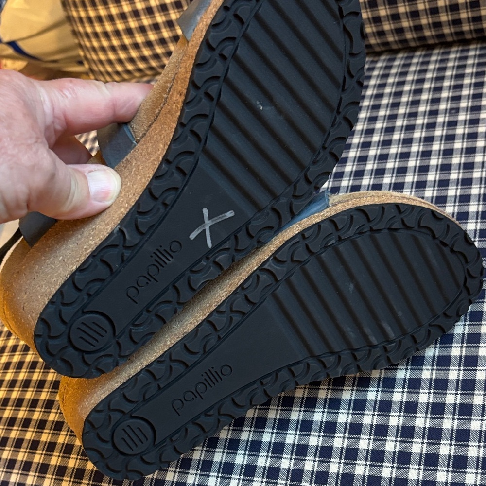 Birkenstocks papillio Women's Gray and Brown Wedge Sandals - Picture 4 of 7